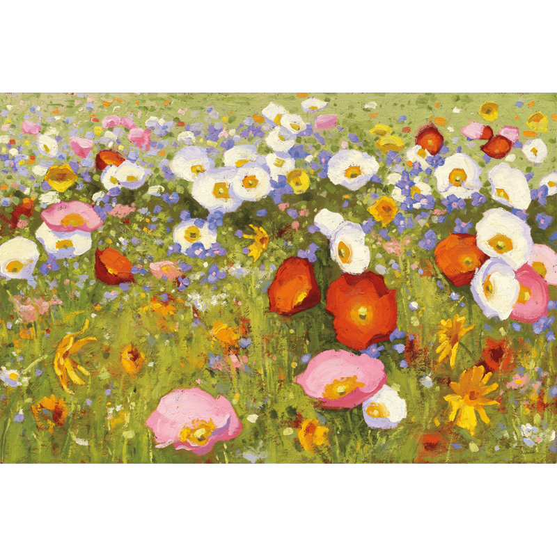 Champ de Fleur III by Shirley Novak - Painting Print, 51cm H x 76cm W, Black Floater Framed