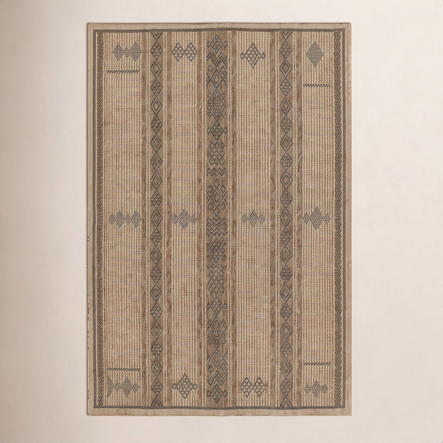 Ava Brown Beige Geometric Outdoor Rug, Rectangle 2' x 3'