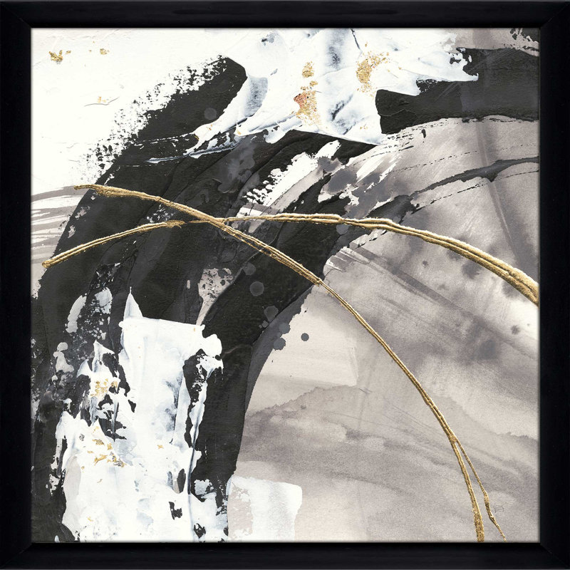 «Gilded Arcs II», reproduction de peinture acrylique, H 21,5 po x l 21,5 po x P 0,75 po, Cadre noir