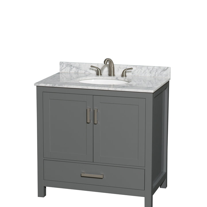 Sheffield 36" Single Bathroom Vanity Set with Mirror, Green Incorrect, Oval, Centerset