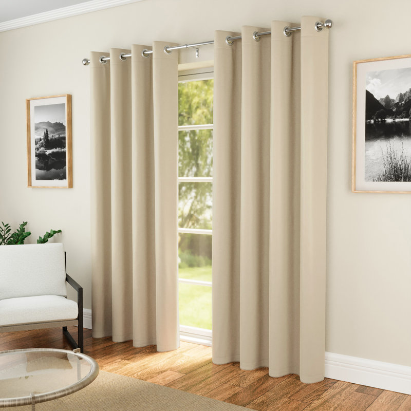 Stefany Room Darkening Curtain, Beige, 229 W x 229 D cm