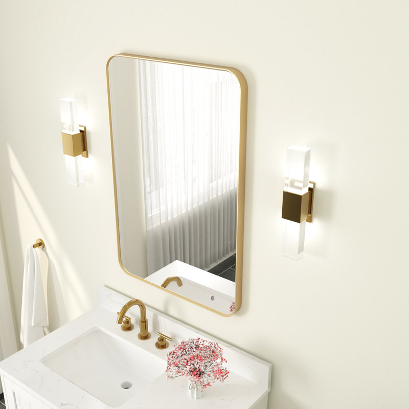 Miroir de coiffeuse biseauté Hellie, Doré, 32 po x 32 po, Round