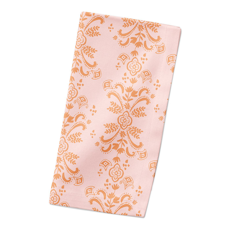 Alayzia Floral Square Napkin, Orange