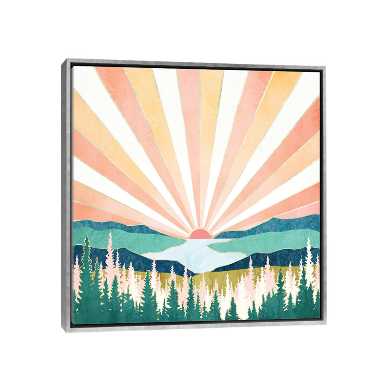 Coucher de soleil d'été - impression, 37" H x 37" W x 1.5" D, Aucun mat, Toile avec cadre argenté
