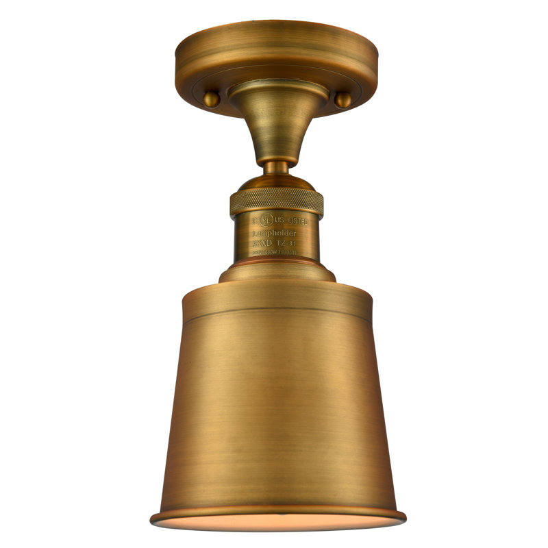 Plafonnier semi-encastré à 1 lumière 5,25 po Arline, Laiton brossé, Laiton brossé, Ampoule DEL 6 watts Vinage