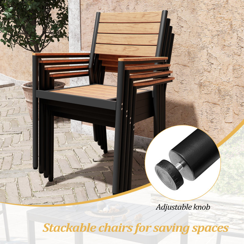 Cyanni 10 - Person Rectangular Outdoor Dining Set with Umbrella Hole, Brown