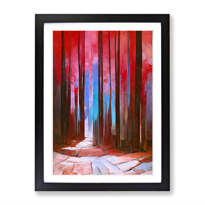 Forest In Abstract No.6 - Single Picture Frame Painting, Black, 64cm H x 46cm W x 2cm D
