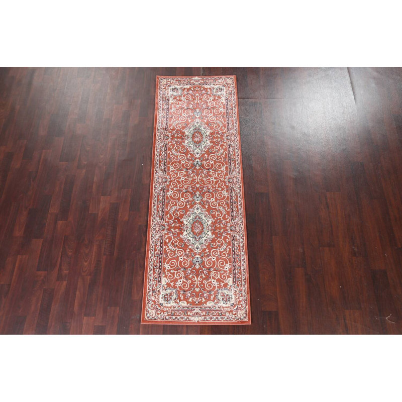 Tapis turc oriental à motif floral transitionnel 2 x 3, Tapis de couloir 2 pi 7 po x 9 pi 10 po