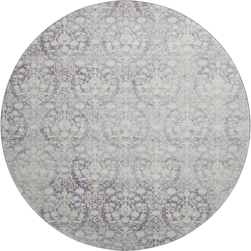 Premium Machine Washable Alvey AMF1231 Damask Rug, Round 8'