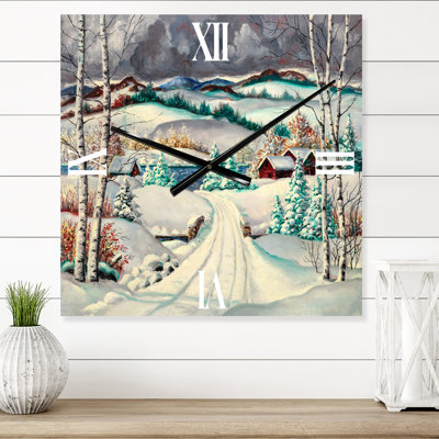 Horloge murale Snowy Road