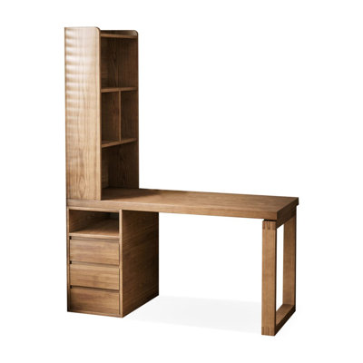 Solid wood desk Bookcase and bookshelf combination with drawers study desk