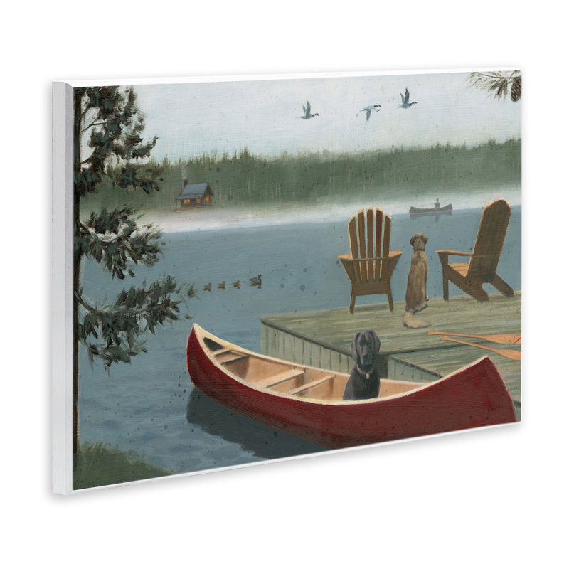 «Dogs on Lake Dock» par James Wiens, H 13 po x l 19 po