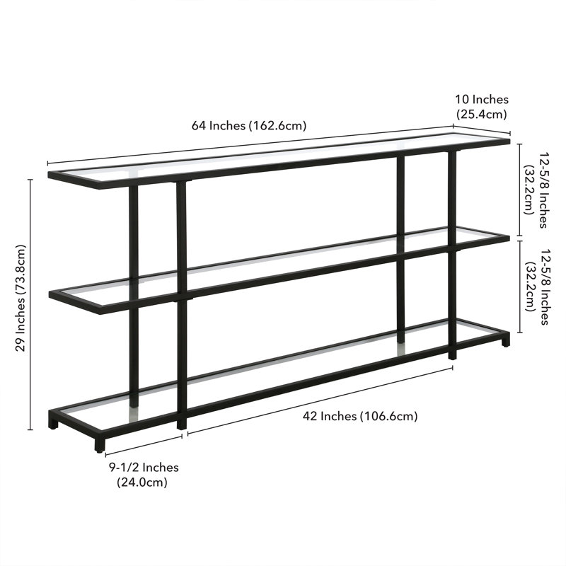 Greenwich Console Table, Blackened Bronze, 29" H x 64" W x 10" D