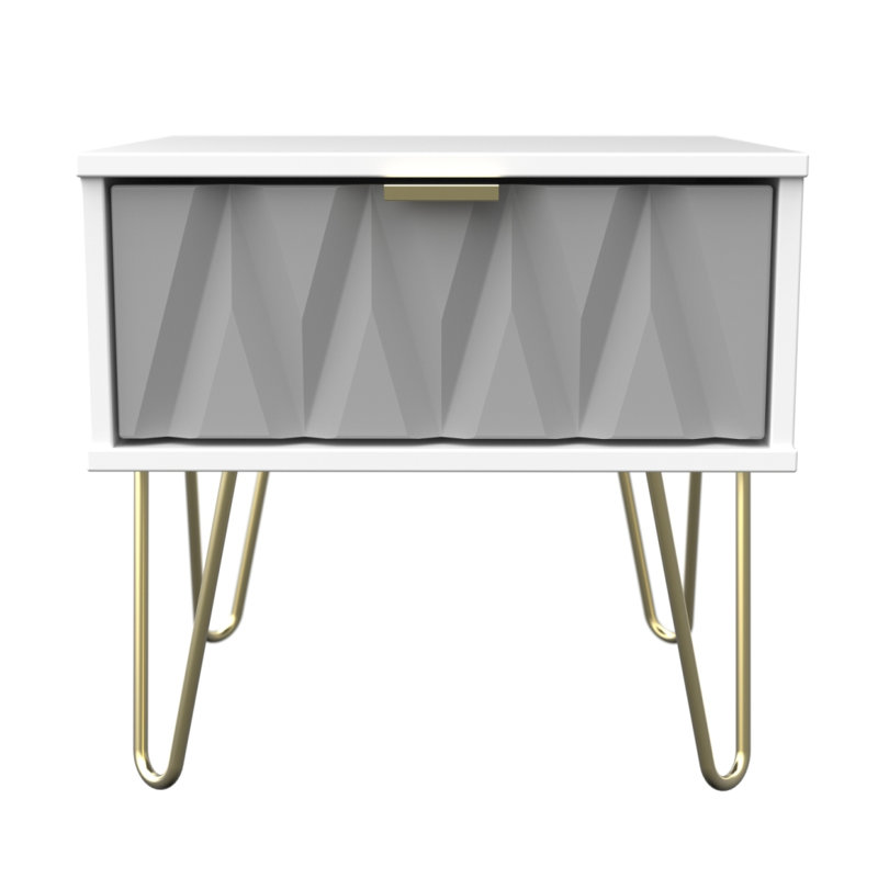 Fully Assembled Swanwyck 1 - Drawer Nightstand, Shadow Grey / White