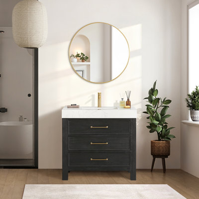 36'' Single Bathroom Vanity with Engineered Marble Top
