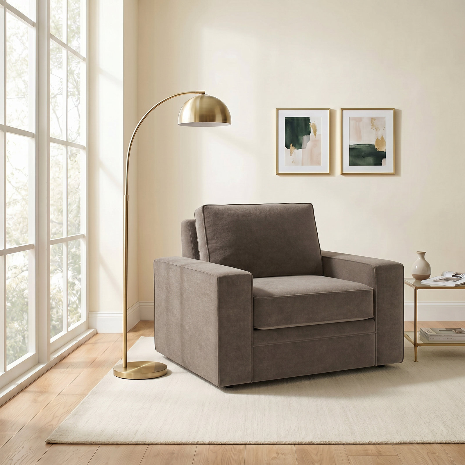 Miranda Upholstered Accent Chair, Andrew Driftwood