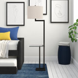 Aahaan 64'' Dark Bronze Tray Table Floor Lamp