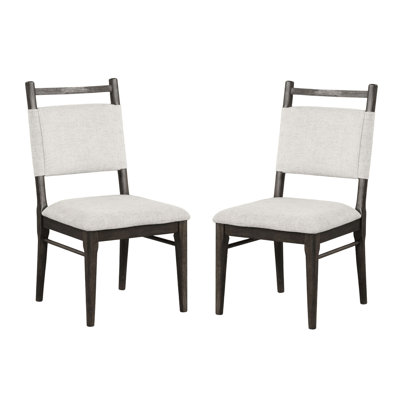 Noyer foncé, 2 pièces, chaises de salle à manger latérales, design contemporain, rembourrées, placage, pieds