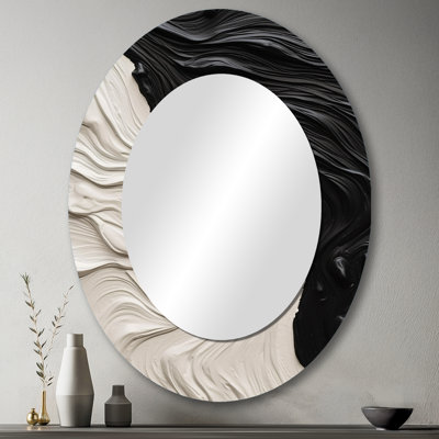 Miroir mural moderne noir et blanc marbré Dreamscape II