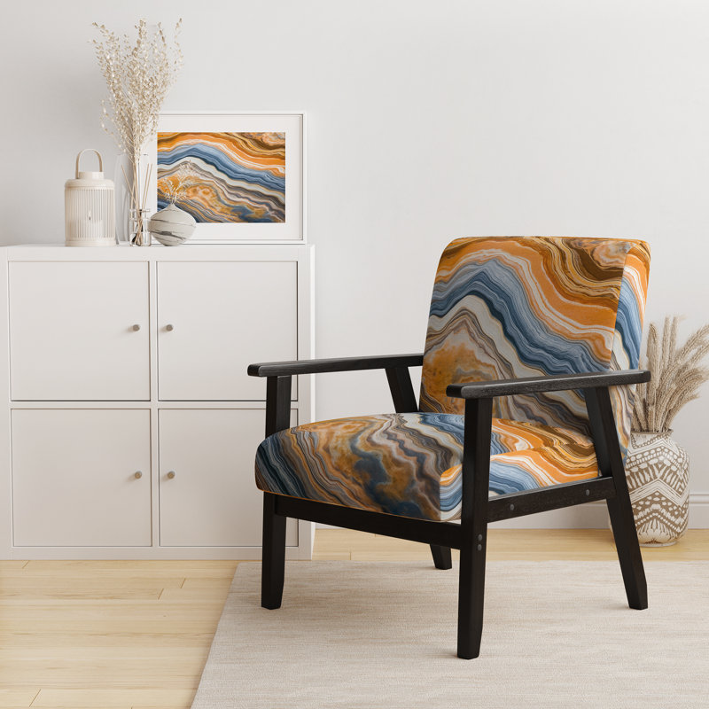 Fauteuil Berdahl, Orange, Accoudoirs carrés noirs