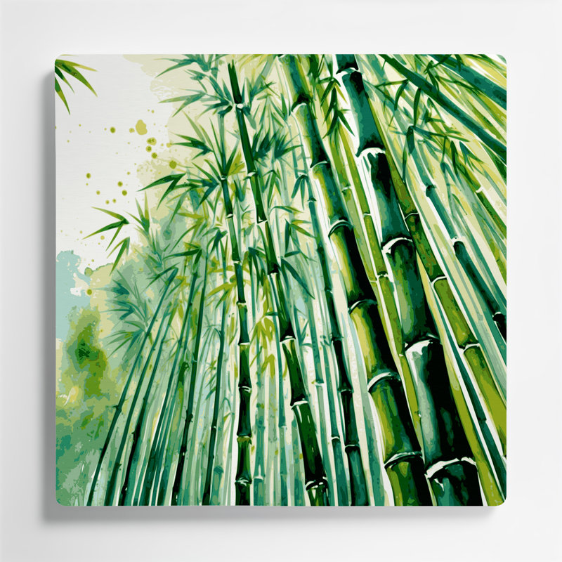 Art mural hawaïen en bambou vert, H 16 po x l 16 po