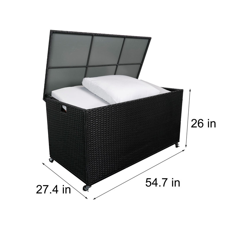 Coffre de terrasse en osier avec roulettes 160 gallons HYGLAX