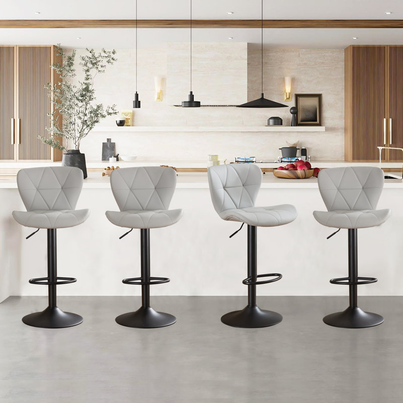4-piece Swivel Bar Stool Set – Adjustable Height Counter Stools With Back, Gray