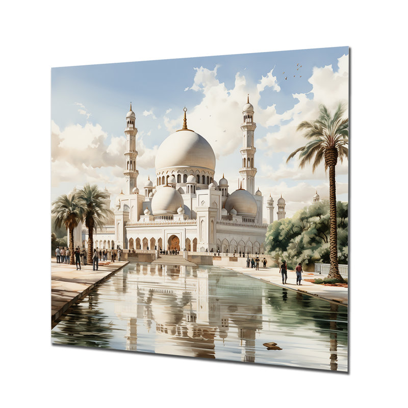 Art mural blanc en métal «Elegance Sheik Zayed Mosque II» blanc, H 16 po x l 16 po