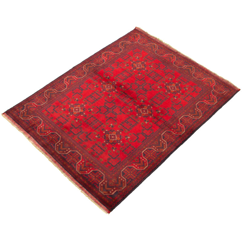 Tapis de zone en laine rouge 4 pi 11 po x 6 pi 3 po à la main one-of-kind-noué la 2010s esari turque Allaina
