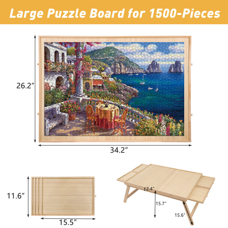  1000 Piece Wooden Jigsaw Puzzle Board - 4 Drawers, Rotating  Puzzle Table, 30” X 22” Jigsaw Puzzle Table