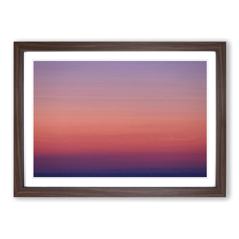 Pink Horizon - Picture Frame Painting Print, 48cm H x 65cm W x 2cm D, Walnut Framed