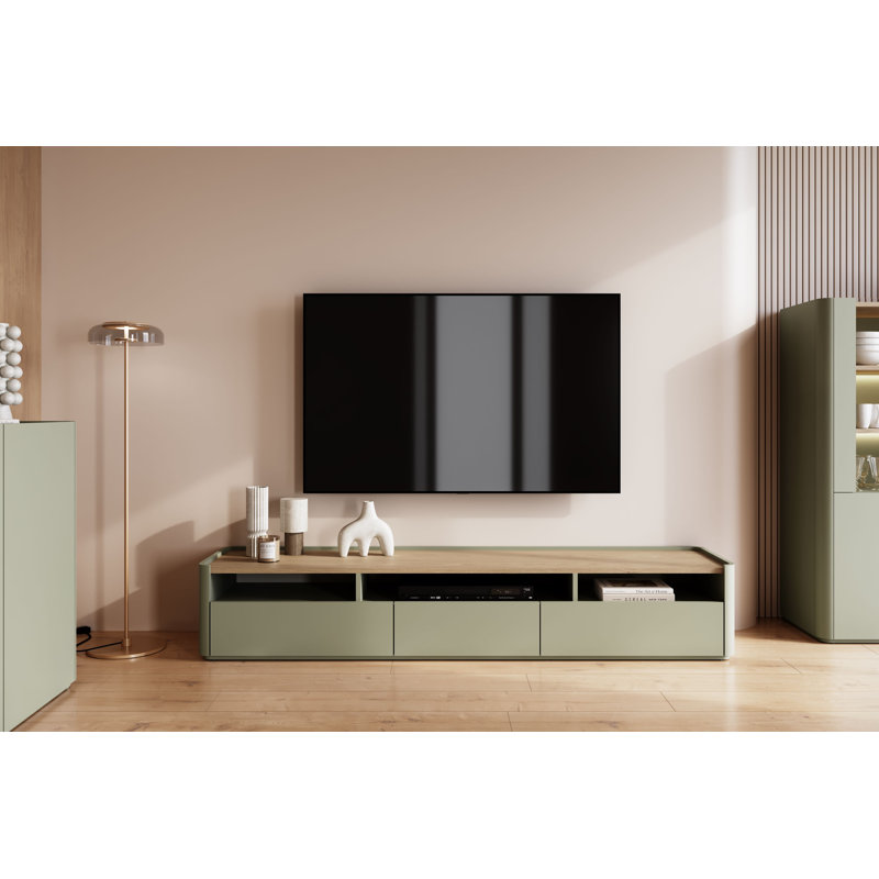 Blackett TV Stand for TVs up to 77", Green/Brown