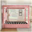 Lit à baldaquin Queen Size en velours avec tête de lit capitonnée, haut-parleur Bluetooth et ports de chargement USB, rose
