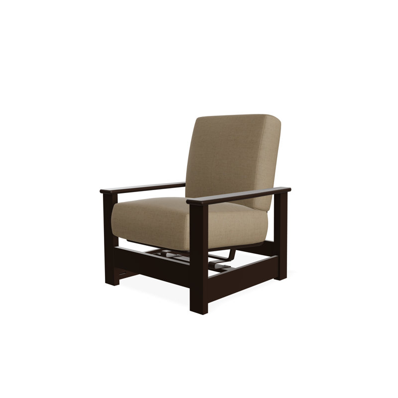 Leeward Marine Grade Polymer Deep Seating Cushion Arm Chair with Hidden Motion, Wren, Kona