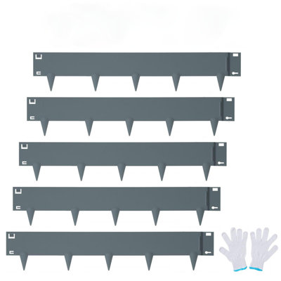 Steel Landscape Edging 8-Pack, Weather-Resistant & Pre-Rust Metal Landscape Edging, Hammer-in & Bendable Garden Edging Border, Shark Spike, Lawn Edging for Garden Lawn Flower Bed Yard Pathway Divider