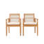 Ensemble de 2 chaises de patio pour l'extérieur avec structure en bois d'acacia, corde multicolore et coussins lavables beiges