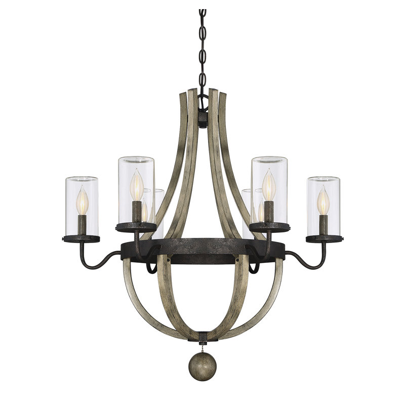 Mallie Rustic Two-Tone Metal and Glass Outdoor Chandelier