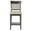 2 sièges à hauteur de comptoir brun foncé, 2 chaises rembourrées en tissu, 2 chaises à dossier vertical à dossier en lattes, finition, coussin, dossier à lattes