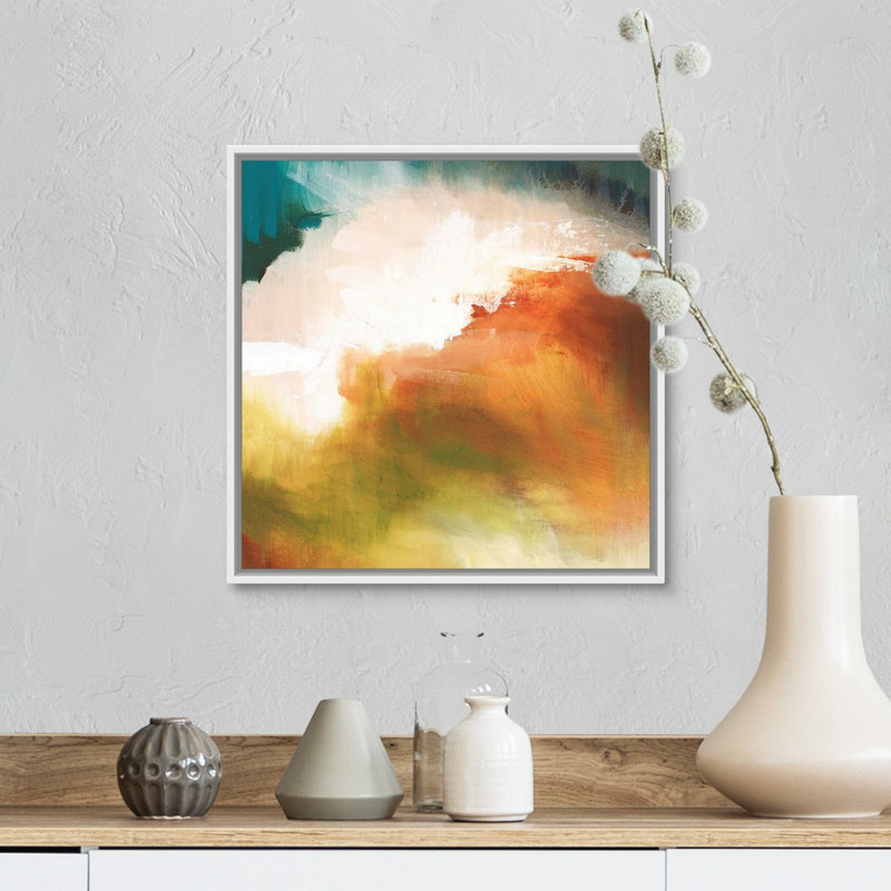 Reproduction d'art sur toile, Cadre flottant blanc, H 14 po x l 14 po x P 1,75 po