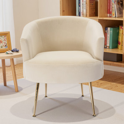 Fauteuil d'appoint moderne en velours avec pieds dorés, fauteuil club confortable pour salle d'attente - rose