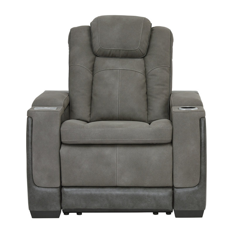 Faux Leather Power Recliner, Slate Faux Leather