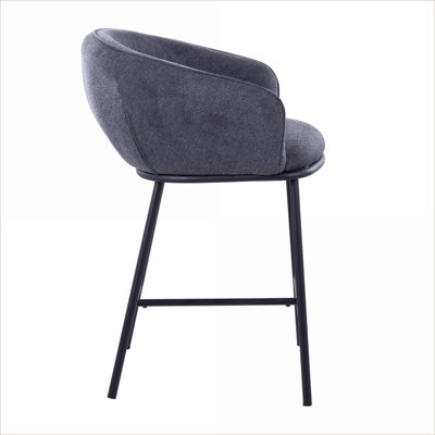 Ensemble de 2 chaises de salle à manger à hauteur de comptoir pour adultes, tabourets de comptoir contemporains LumiSource Ashland, structure en acier gris anthracite noir