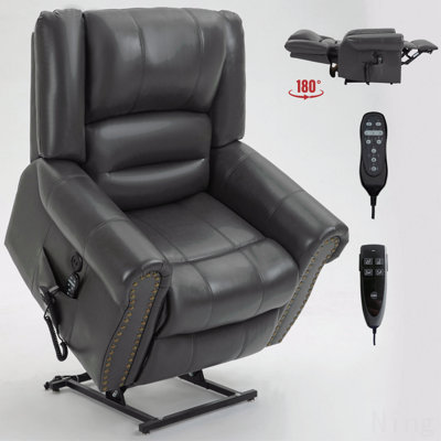350 Lbs Faux Leather Power Lift Recliner - Dual Motor, Heating, Massage, USB Port, Infinite Position