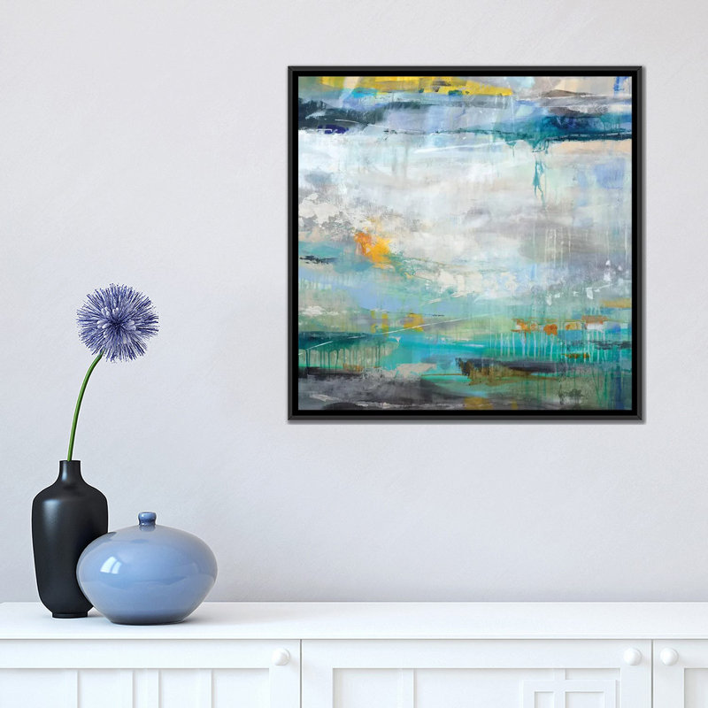 « atmospher », impression sur toile, H 26 po x l 26 po x P 1,5 po, Toile avec cadre noir, Pas de tapis