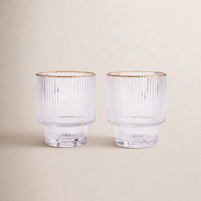 Viski Meridian Ribbed Crystal Whiskey Glass