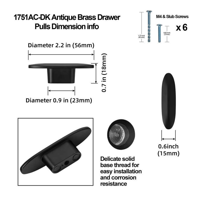 Oval Knob Knob, Black