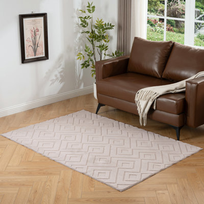 Machine Washable Geometric Shapes Area Rug - Soft Carpet With Non-slip Backing For Living Room, Bedroom, Office