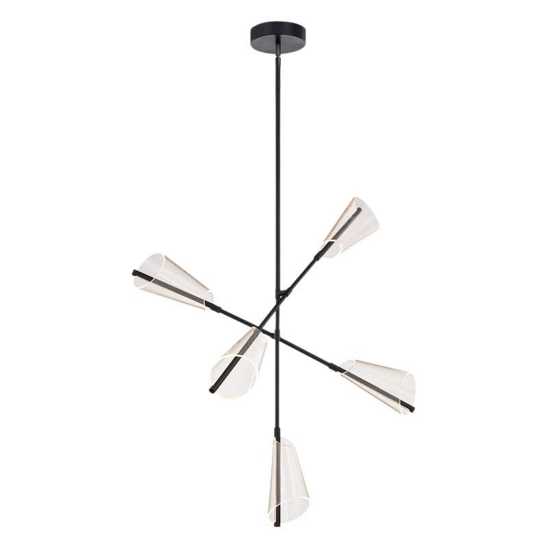 Mulberry Black 5-Light LED Modern Linear Chandelier