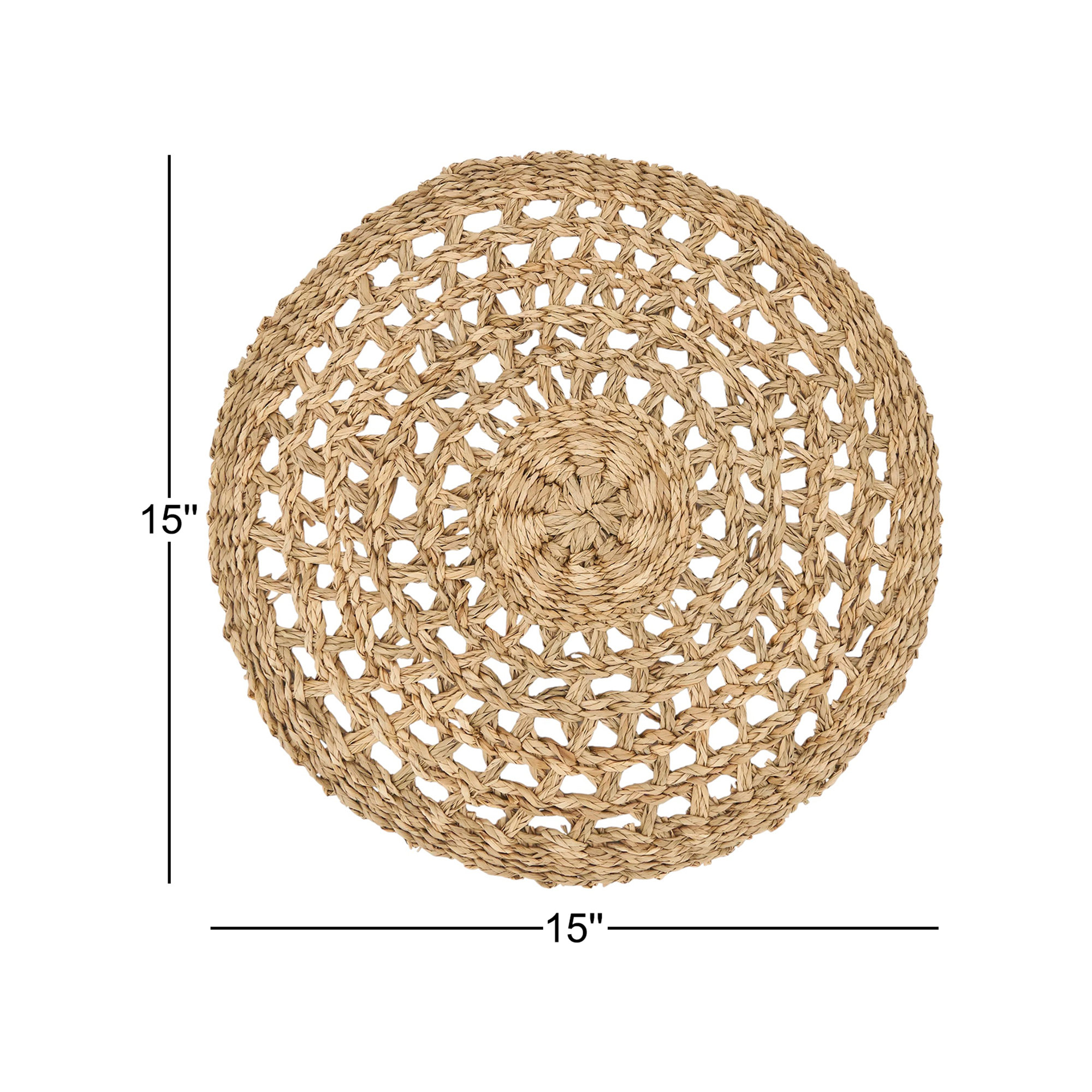 Lauderdale 100% Sea Grass No Pattern Round Placemat, Brown