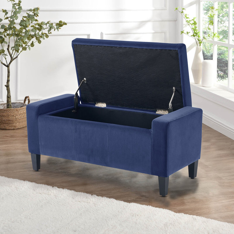 Polyester Upholstered Bench, Navy
